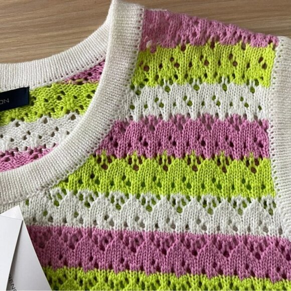 NEW French Connection Multicolour Striped Nora Crochet Tank Top US XL - Picture 4 of 6